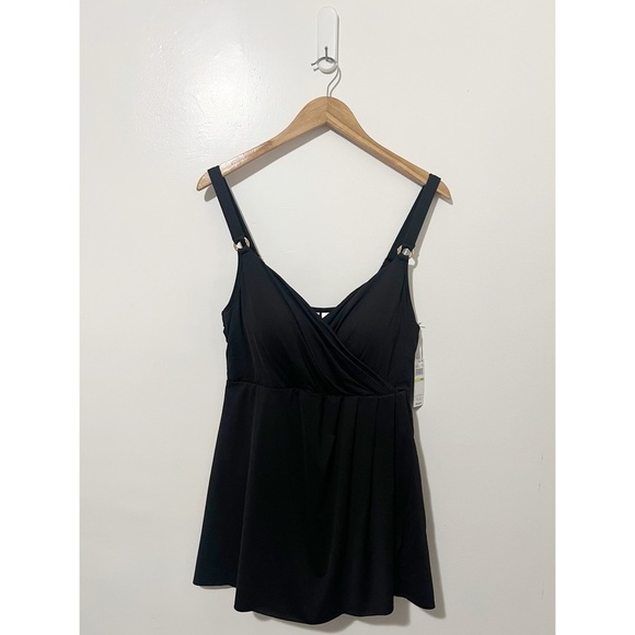 Anne Cole Black Plus Size Adjustable Surplice Swimdress Size 18W - Picture 3 of 10